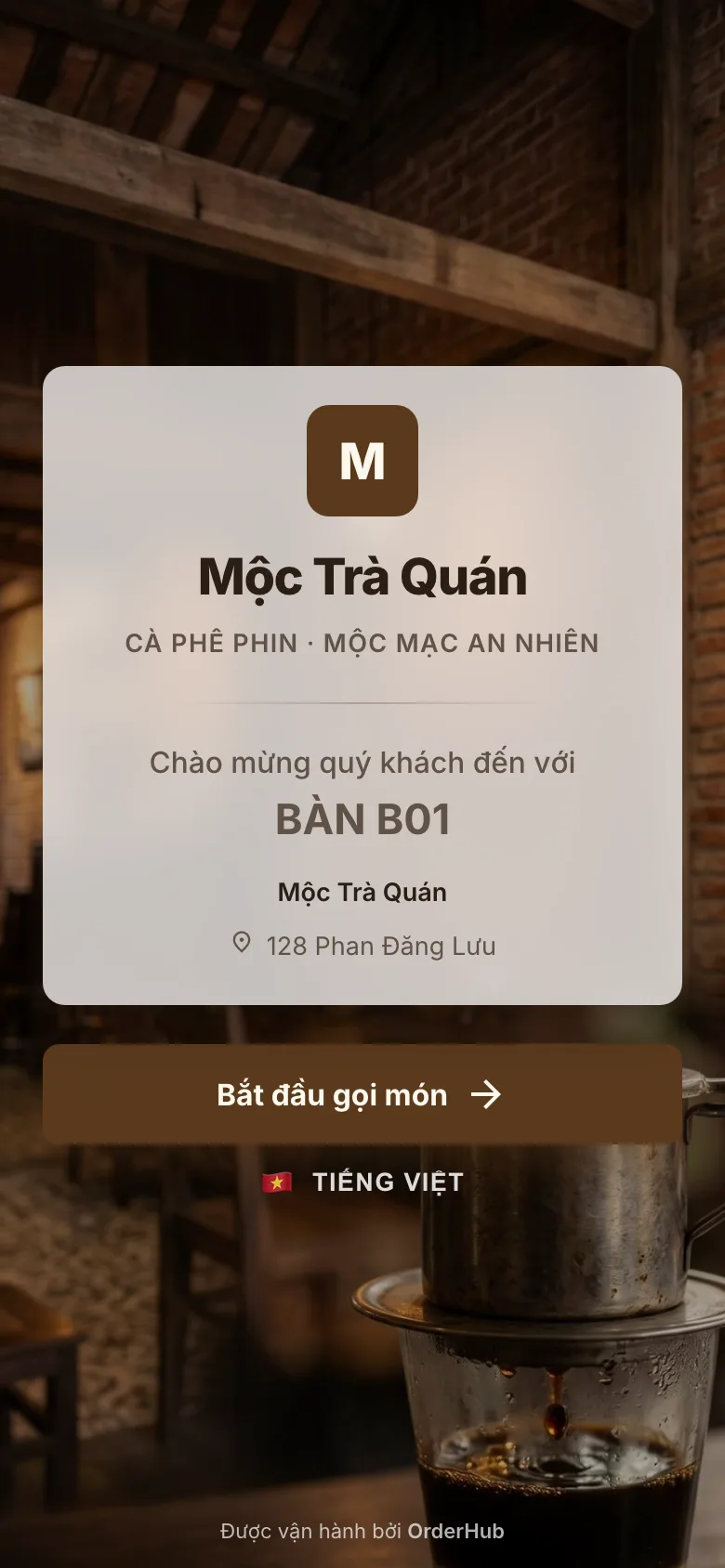 Menu Mộc Trà Quán