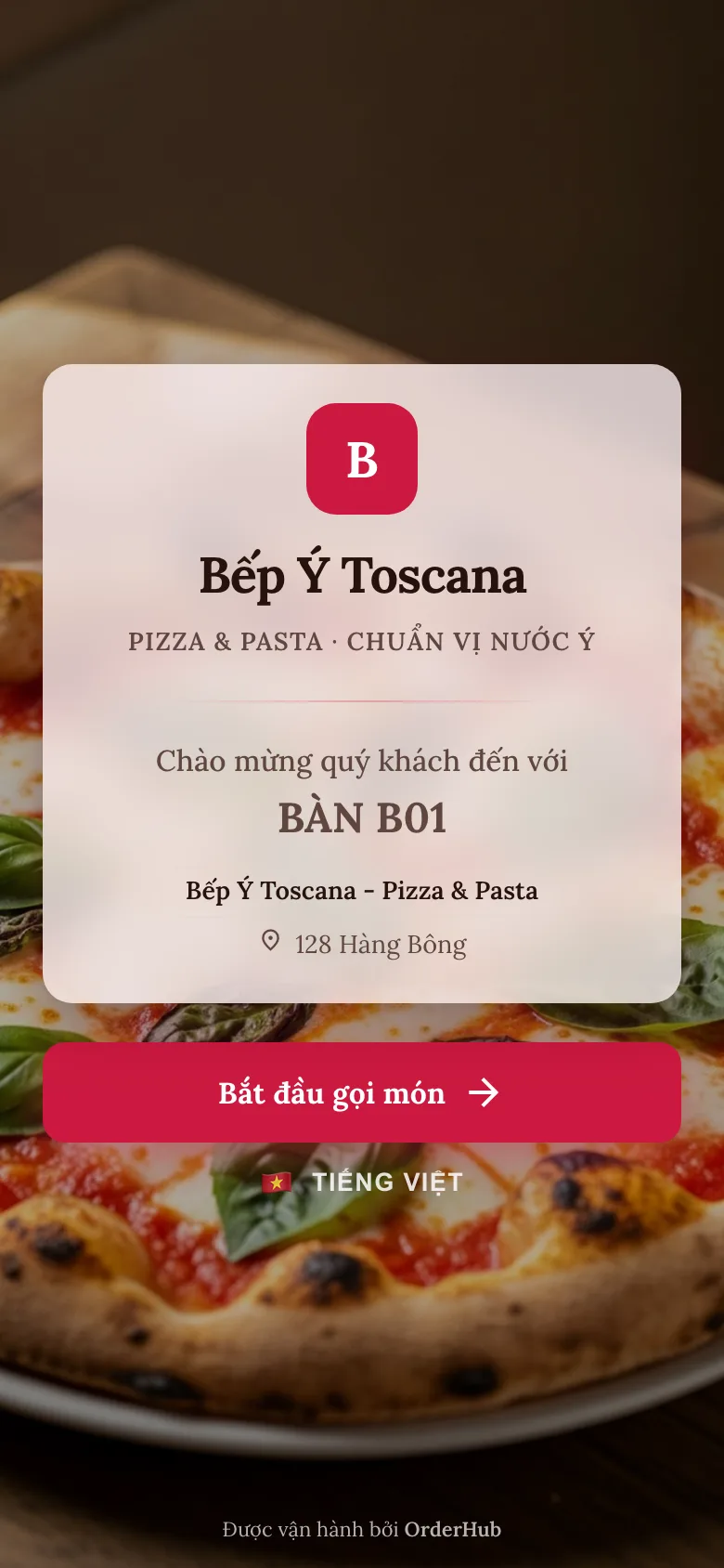 Menu Bếp Ý Toscana