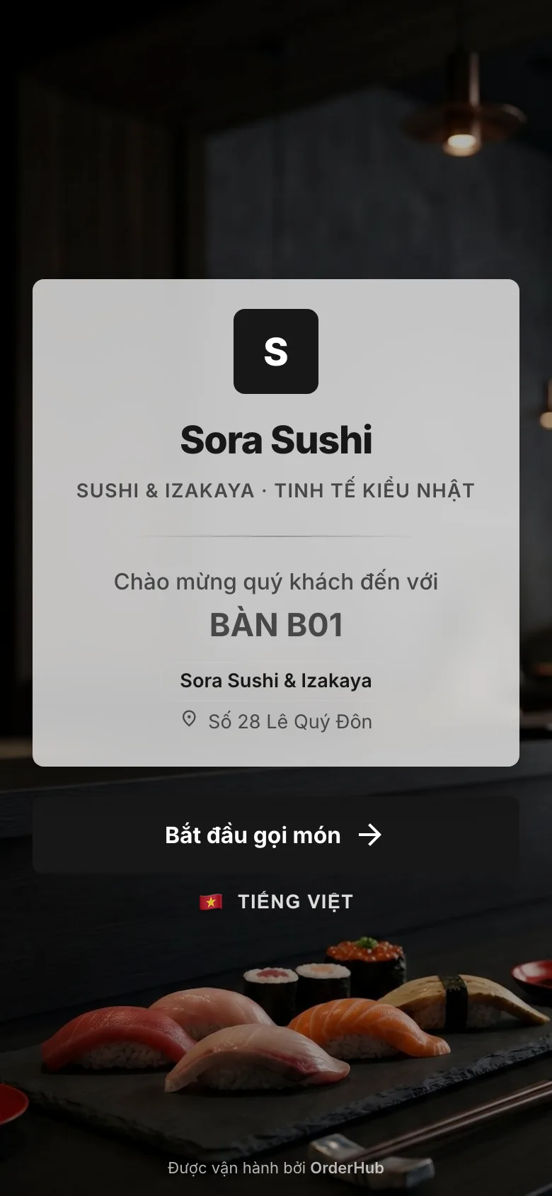 Menu Sora Sushi