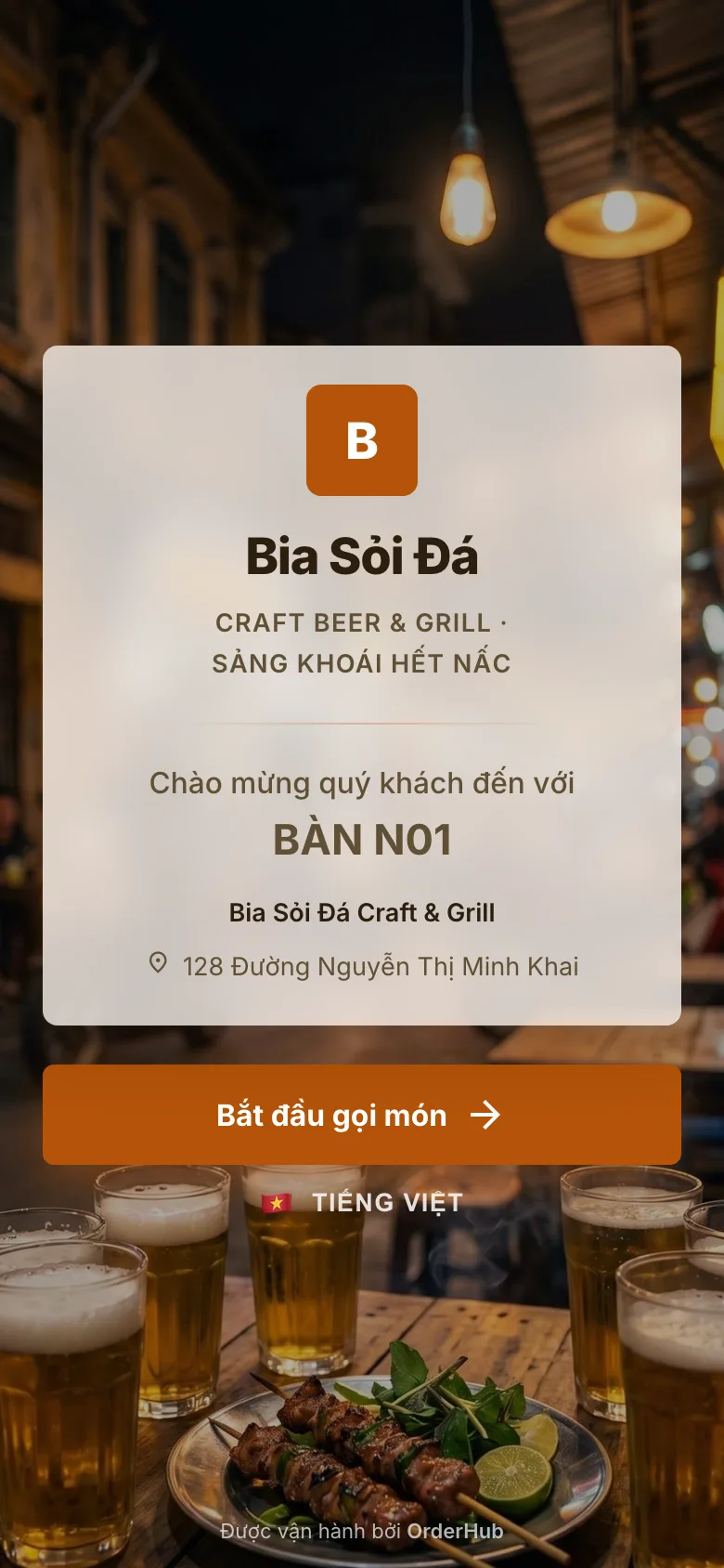 Menu Bia Sỏi Đá
