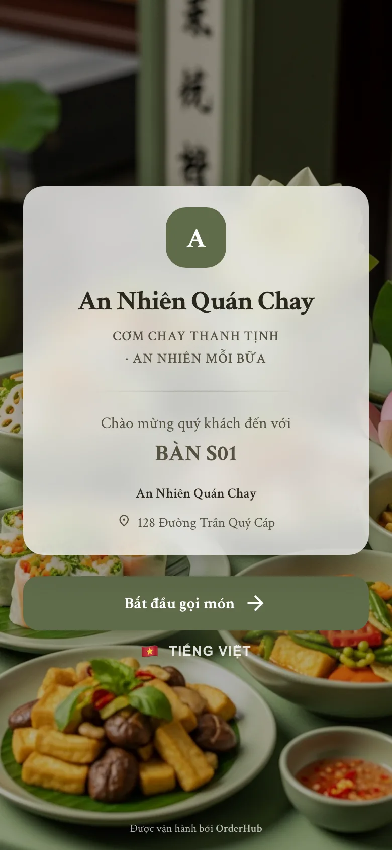 Menu An Nhiên Quán Chay